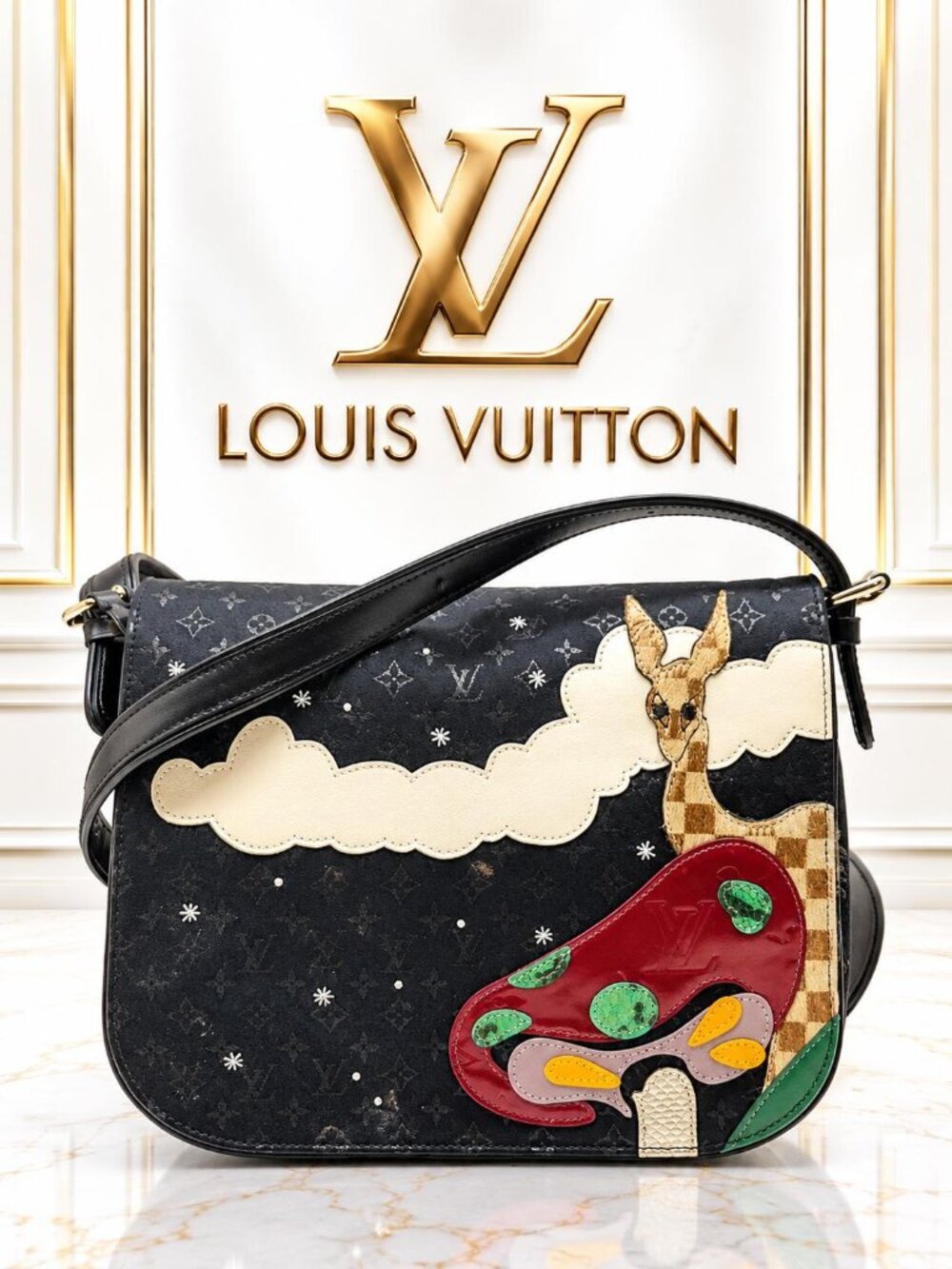 Authentic Louis Vuitton Conte de Fees Monogram Giraffe Mushroom Shoulder Bag